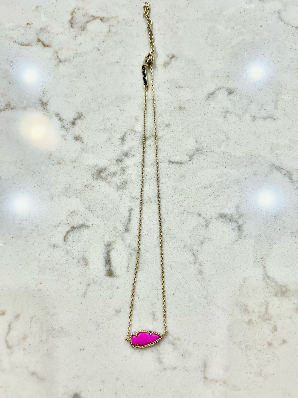 Kendra Scott Gold Necklace with Hot Pink Pendant